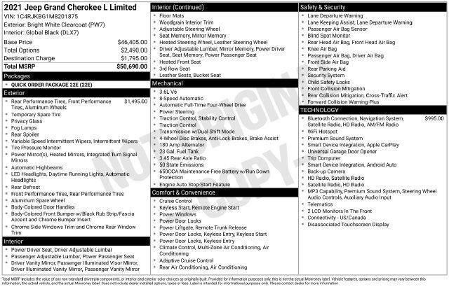 
								2021 Jeep Grand Cherokee L Limited full									
