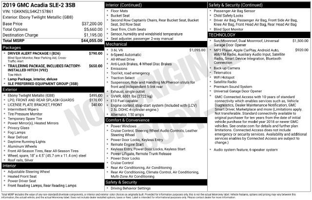 
								2019 GMC Acadia SLE-2 full									