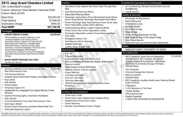 
								2015 Jeep Grand Cherokee Limited full									