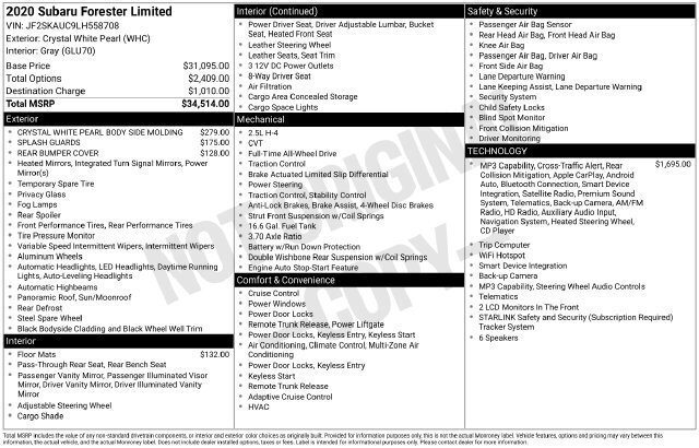 
								2020 Subaru Forester Limited full									