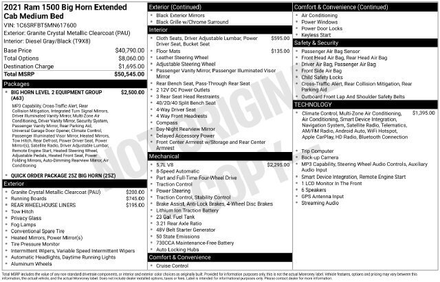 
								2021 RAM 1500 Big Horn/Lone Star full									